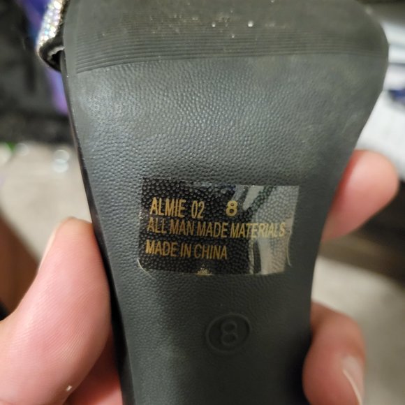 CHARLOTTE RUSSE Almie 02 Heels-BLACK WITH SEQUINED STRAP SIZE-8 - Picture 11 of 11